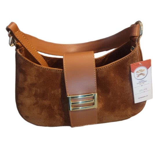 Genuine Charlie Leather “Stazalina” Small Handbag & Crossbody–Cognac/Brown-NWT - Picture 11 of 13